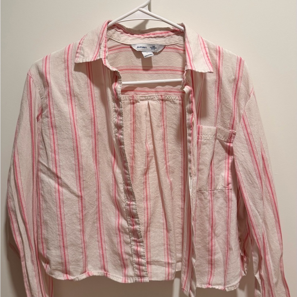 Linen Cropped button up